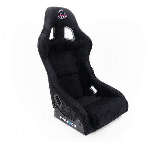 NRG FRP Bucket Seat PRISMA Edition with pearlized back. All Black alcantara (Medium)
