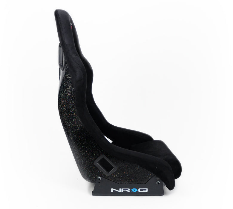 NRG FRP Bucket Seat PRISMA Edition with pearlized back. All Black alcantara (Medium)