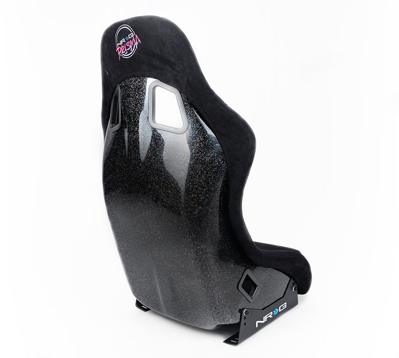NRG FRP Bucket Seat PRISMA Edition with pearlized back. All Black alcantara (Medium)