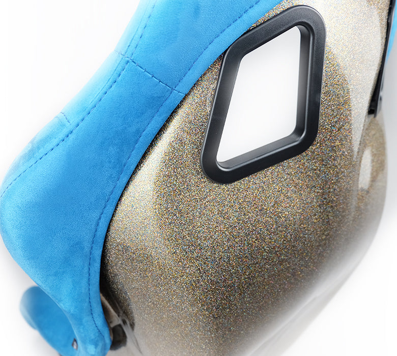 NRG FRP Bucket Seat ULTRA Edition with peralized back, Blue Alcantara (Medium)