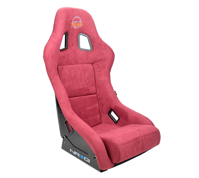 NRG FRP Bucket Seat PRISMA Edition with pearlized back, All Maroon alcantara (Medium)