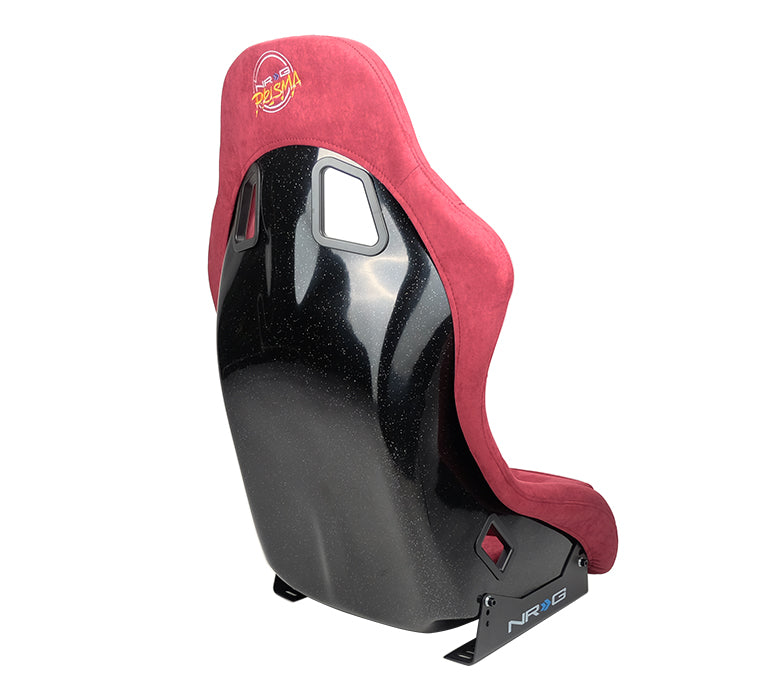 NRG FRP Bucket Seat PRISMA Edition with pearlized back, All Maroon alcantara (Medium)