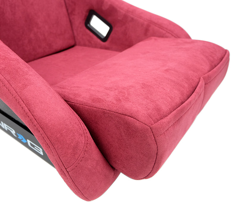 NRG FRP Bucket Seat PRISMA Edition with pearlized back, All Maroon alcantara (Medium)