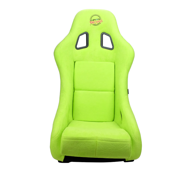 NRG FRP Bucket Seat PRISMA Edition with pearlized back, All Neon Green alcantara (Medium)
