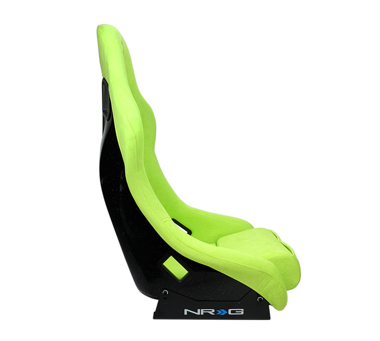NRG FRP Bucket Seat PRISMA Edition with pearlized back, All Neon Green alcantara (Medium)