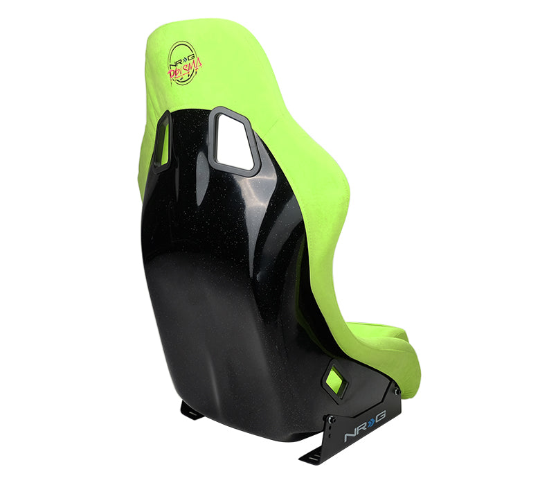 NRG FRP Bucket Seat PRISMA Edition with pearlized back, All Neon Green alcantara (Medium)