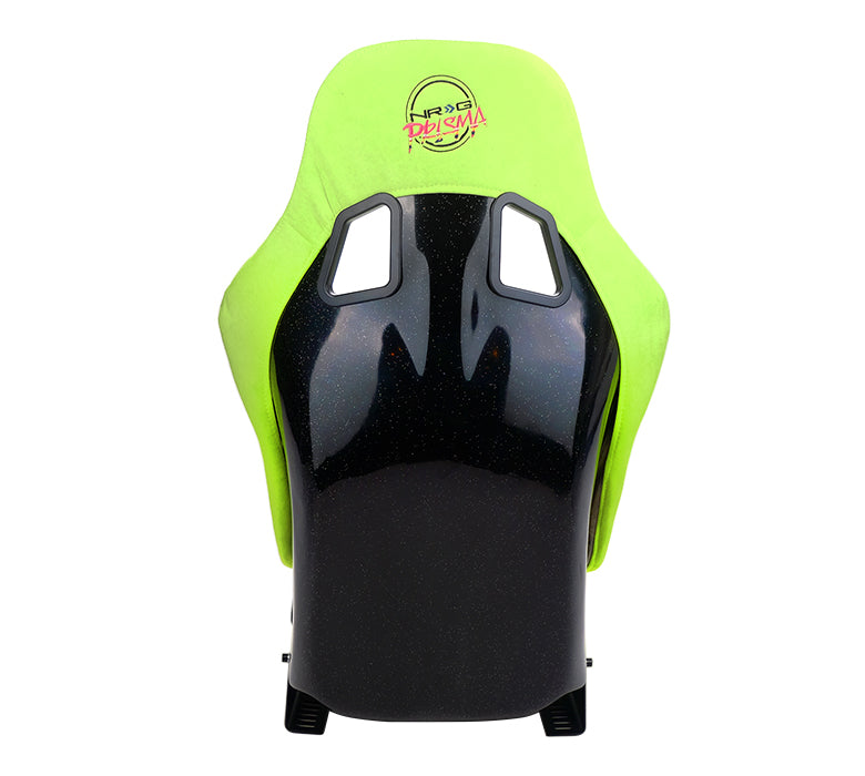 NRG FRP Bucket Seat PRISMA Edition with pearlized back, All Neon Green alcantara (Medium)