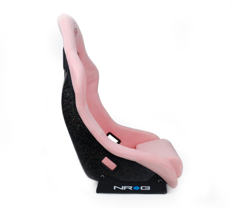 NRG FRP Bucket Seat PRISMA Edition with pearlized back. All Pink alcantara (Medium)