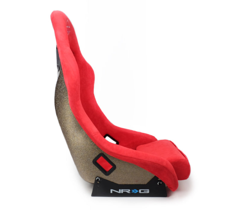 NRG FRP Bucket Seat ULTRA Edition with peralized back, Red Alcantara (Medium)
