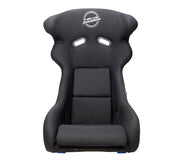 NRG FRP Sim Racing Bucket Seat - Black w/White back and Blue Side Mount Bracket