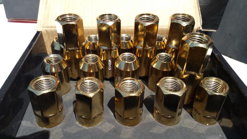 JDM SPORT EXTENDED LUG NUTS, HEAVY DUTY STEEL, M12X1.50MM, 20-PIECE, GOLD 24K