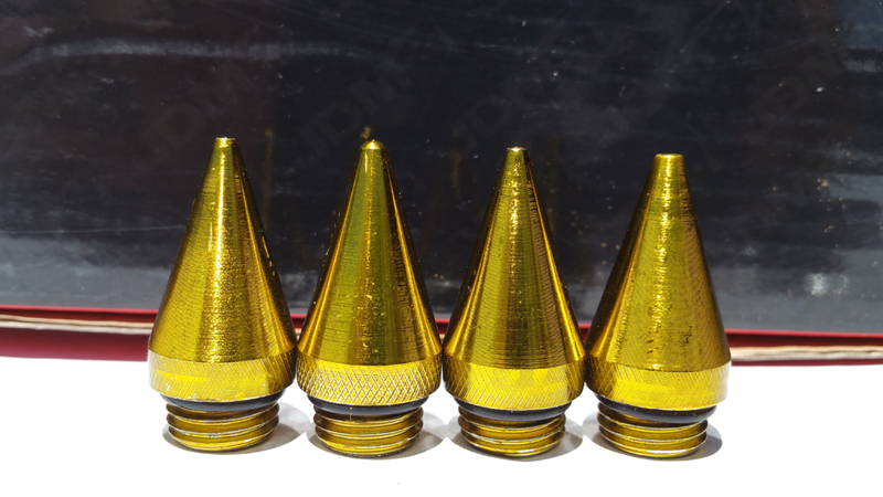 JDM SPORT SPIKE LUG NUT CAP, HEAVY DUTY STEEL, 4-PIECE, GOLD