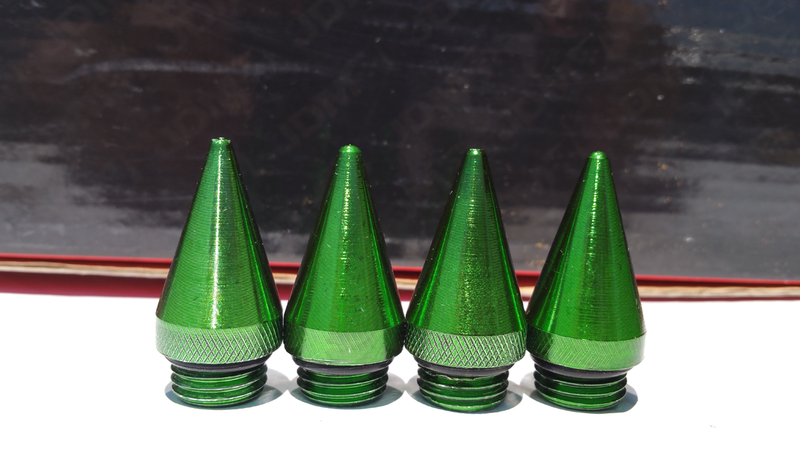 JDM SPORT SPIKE LUG NUT CAP, HEAVY DUTY STEEL, 4-PIECE, GREEN