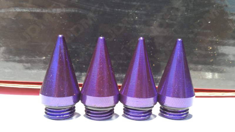 JDM SPORT SPIKE LUG NUT CAP, HEAVY DUTY STEEL, 4-PIECE, PURPLE