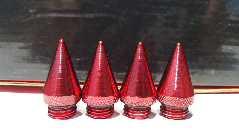 JDM SPORT SPIKE LUG NUT CAP, HEAVY DUTY STEEL, 4-PIECE, RED