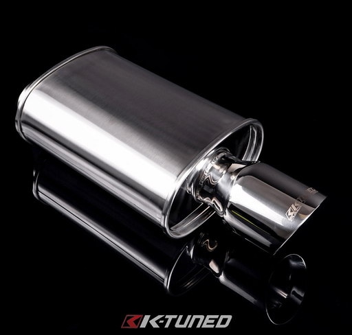 K-Tuned 3" Universal Muffler - Brushed Finish - Short/Offset (19")