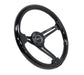 NRG Reinforced Classic Wood Grain Wheel, 350mm, 3 spoke Slotted Center Black with Black Painted Wood