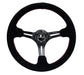 NRG NRG 350mm Steering Wheel Premium Black Suede/Black Spoke w/Red Stitch, 3" Dish