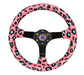 NRG SAVAGE Steering Wheel 350MM - 3" Deep - Savage Pink Leopard Printed with Matte Black spoke