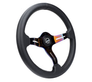 NRG Splitz Light Weight Gaming Steering Wheel, Perforated leather w/ Neochrome spoke with slits