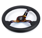 NRG Splitz Light Weight Gaming Steering Wheel, Perforated leather w/ Neochrome spoke with slits