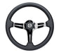NRG Blitz Light Weight Gaming Steering Wheel, Perforated leather w/Black Chrome spoke with slits. No Dish