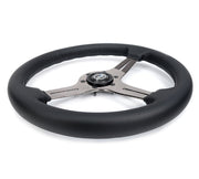 NRG Blitz Light Weight Gaming Steering Wheel, Perforated leather w/Black Chrome spoke with slits. No Dish