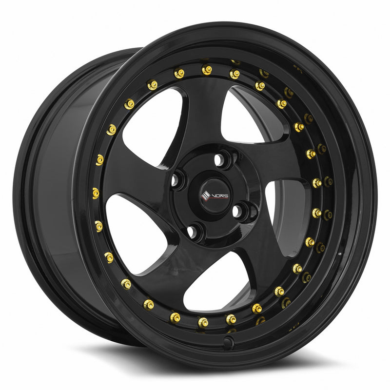 Vors VR2 15x8 4x100 All Black Gold Rivet
