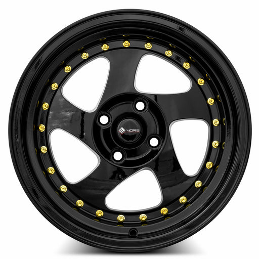 Vors VR2 15x8 4x100 All Black Gold Rivet