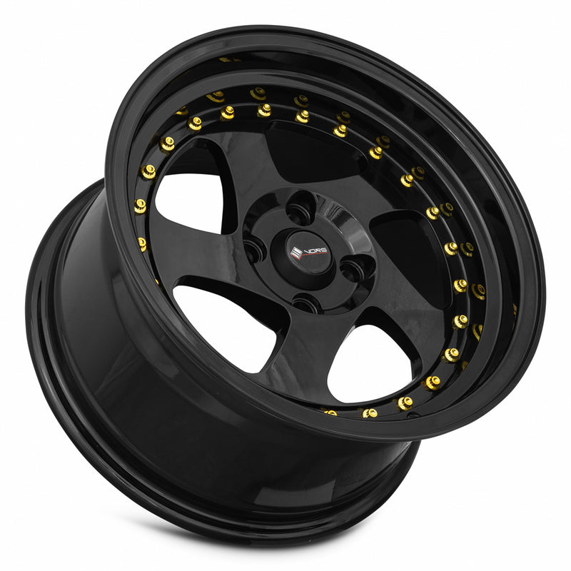 Vors VR2 15x8 4x100 All Black Gold Rivet