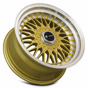 Vors VR3 15x8 4x100 Gold Machine Lip Gold Rivet