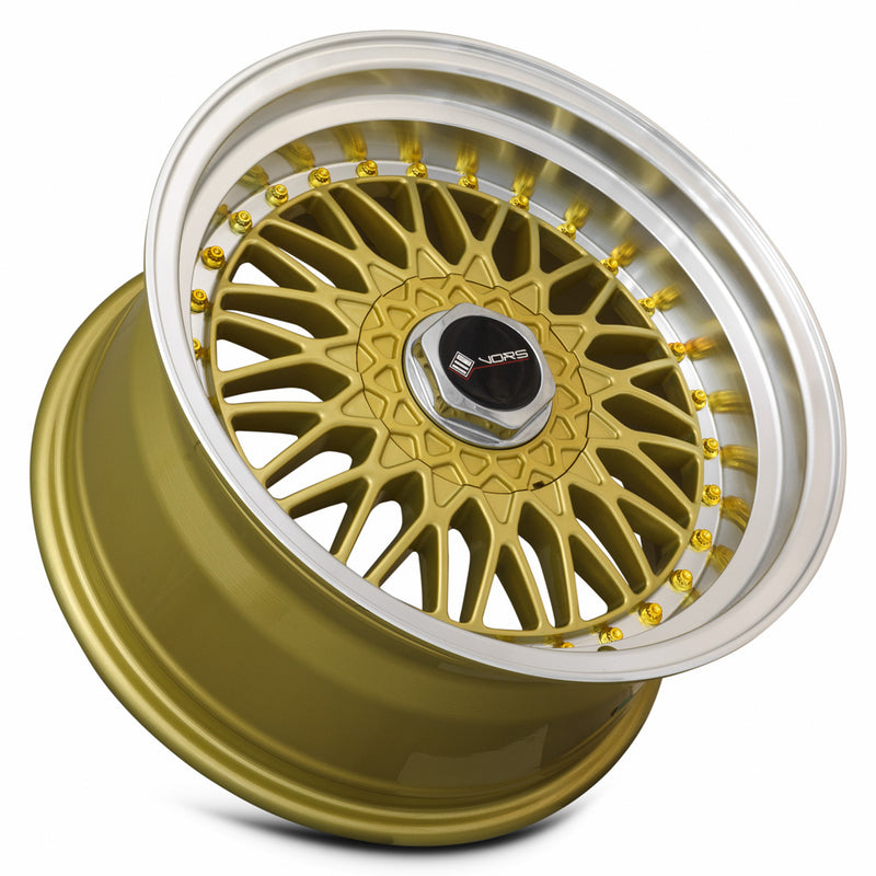 Vors VR3 16x8 4x100 Gold Machine Lip Gold Rivet