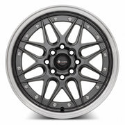 Vors VR7 15x7 4x100 Gun Metal Machine Lip Chrome Rivet