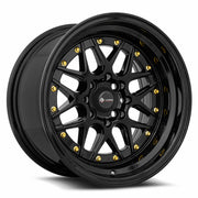 Vors VR7 15x8 4x100 All Black Gold Rivet