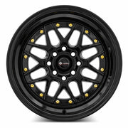 Vors VR7 15x8 4x100 All Black Gold Rivet