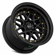 Vors VR7 15x8 4x108 (Custom Drill) All Black Gold Rivet