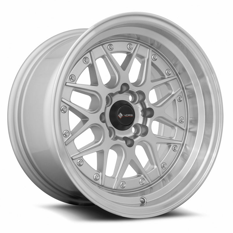 Vors VR7 15x8 4x100 Silver Machine Face Lip Chrome Rivet