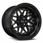 Vors VR7 15x9 4x108 (Custom Drill) All Black Gold Rivet