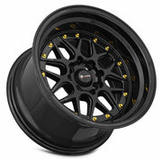 Vors VR7 15x9 4x100 All Black Gold Rivet