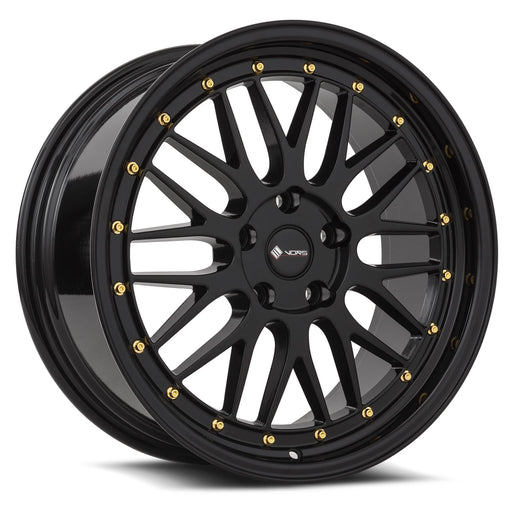 Vors VR8 20x8.5 5x110 (Custom Drill) All Black Gold Rivet