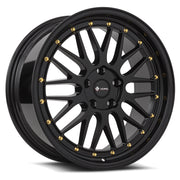 Vors VR8 19x8.5 5x114.3 All Black Gold Rivet