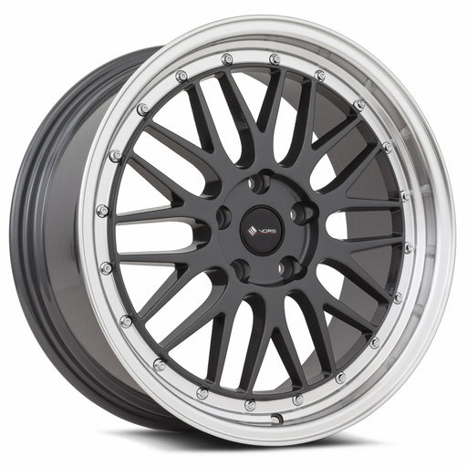 Vors VR8 20x8.5 5x110 (Custom Drill) Hyper Black Machine Lip Chrome Rivet