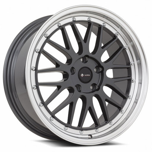 Vors VR8 19x8.5 5x112 (Custom Drill) Hyper Black Machine Lip Chrome Rivet