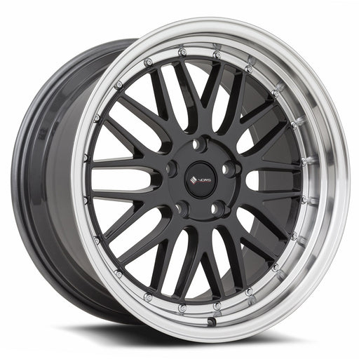Vors VR8 18x9 5x120 (Custom Drill) Hyper Black Machine Lip Chrome Rivet