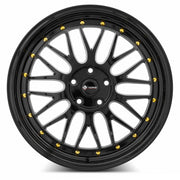 Vors VR8 19x8.5 5x114.3 All Black Gold Rivet