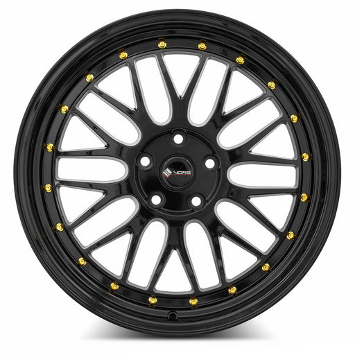 Vors VR8 19x8.5 5x110 (Custom Drill) All Black Gold Rivet