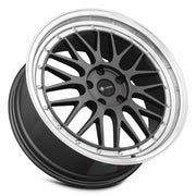 Vors VR8 19x8.5 5x112 (Custom Drill) Hyper Black Machine Lip Chrome Rivet