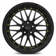 Vors VR8 19x9.5 5x120 (Custom Drill) All Black Gold Rivet