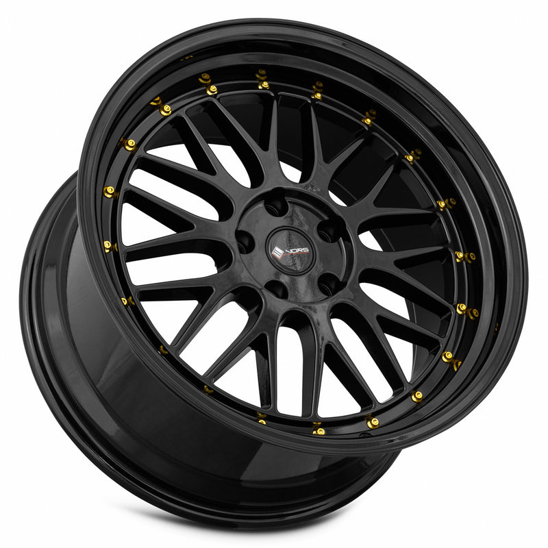 Vors VR8 19x9.5 5x114.3 All Black Gold Rivet