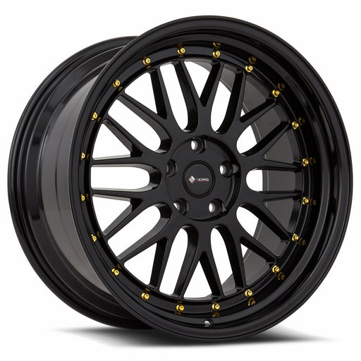 Vors VR8 19x9.5 5x110 (Custom Drill) All Black Gold Rivet